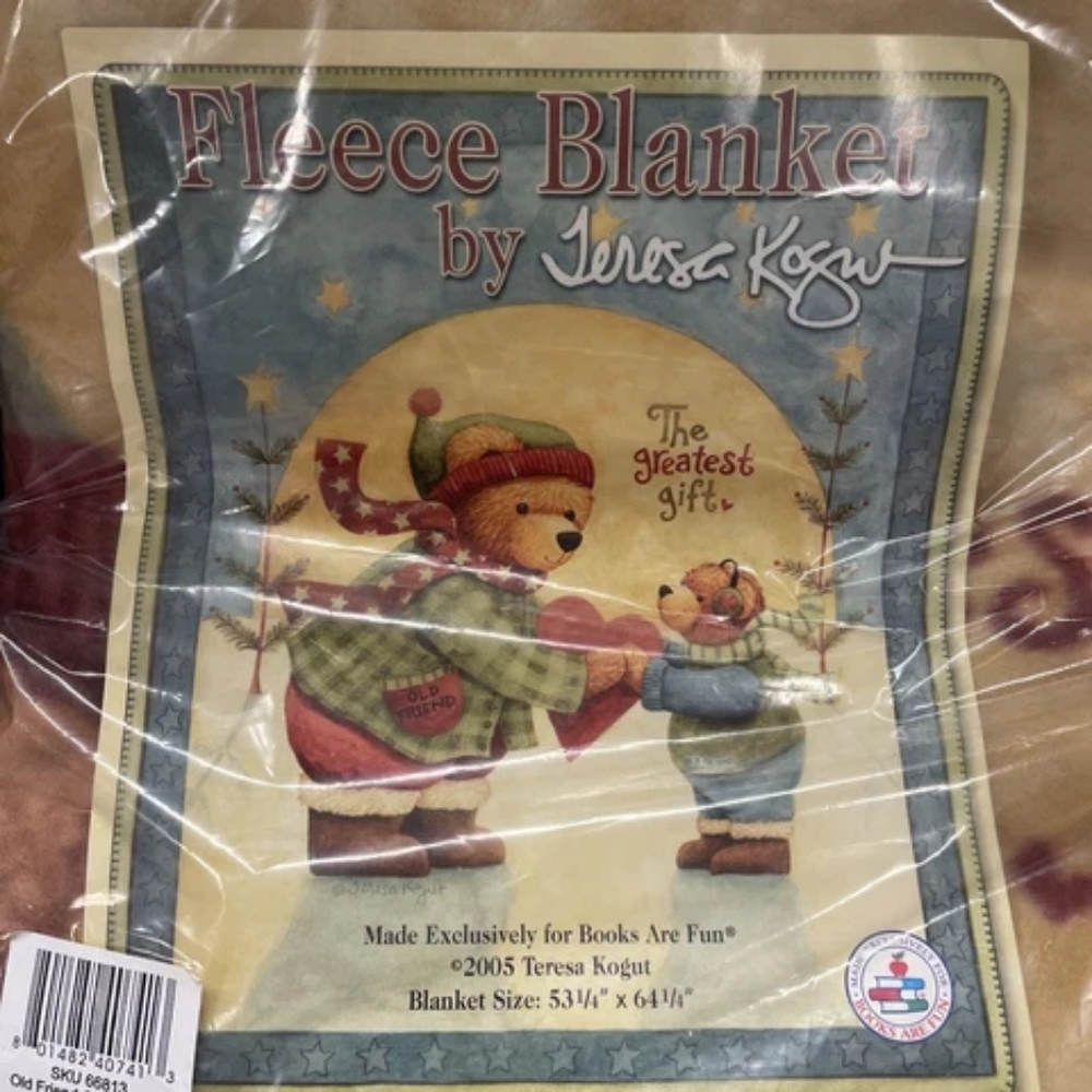 Whimsical Bear blanket. New PKG ..Never Opened